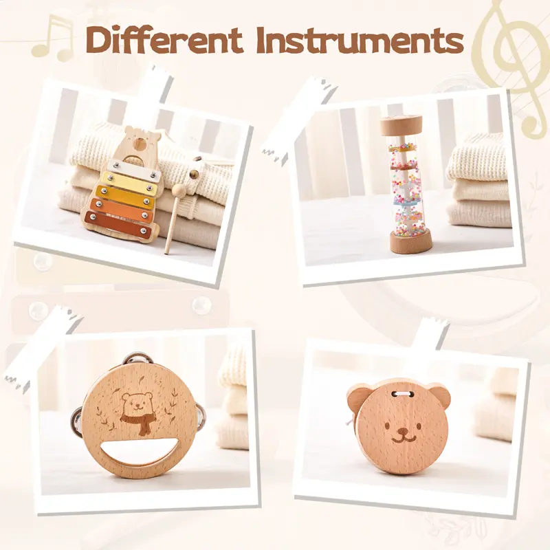 Baby Musical Instruments Set 1-3 Years Montessori Wooden Toys Children Early Educational Xylophone Instruments Toy Musical Gifts