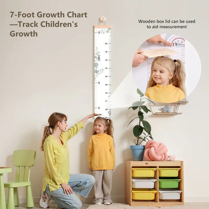 Kids Height Measurement Tool Cartoon Wooden Hanging Rainbow Bird Height Measuring Photography Accessories Record Baby Grow Gifts