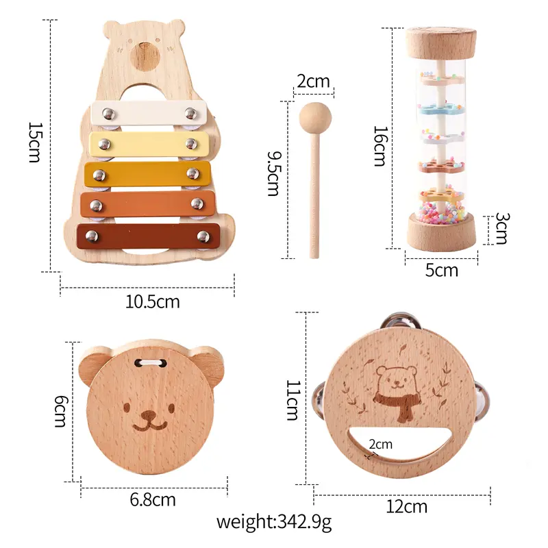 Baby Musical Instruments Set 1-3 Years Montessori Wooden Toys Children Early Educational Xylophone Instruments Toy Musical Gifts
