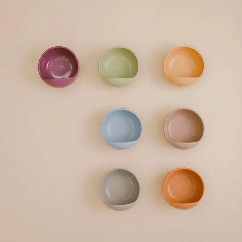 Baby Food Grade Silicone Tableware Children Feeding Bowl BPA Free Solid Color Waterproof Non-Slip Kids Dinnerware Accessories