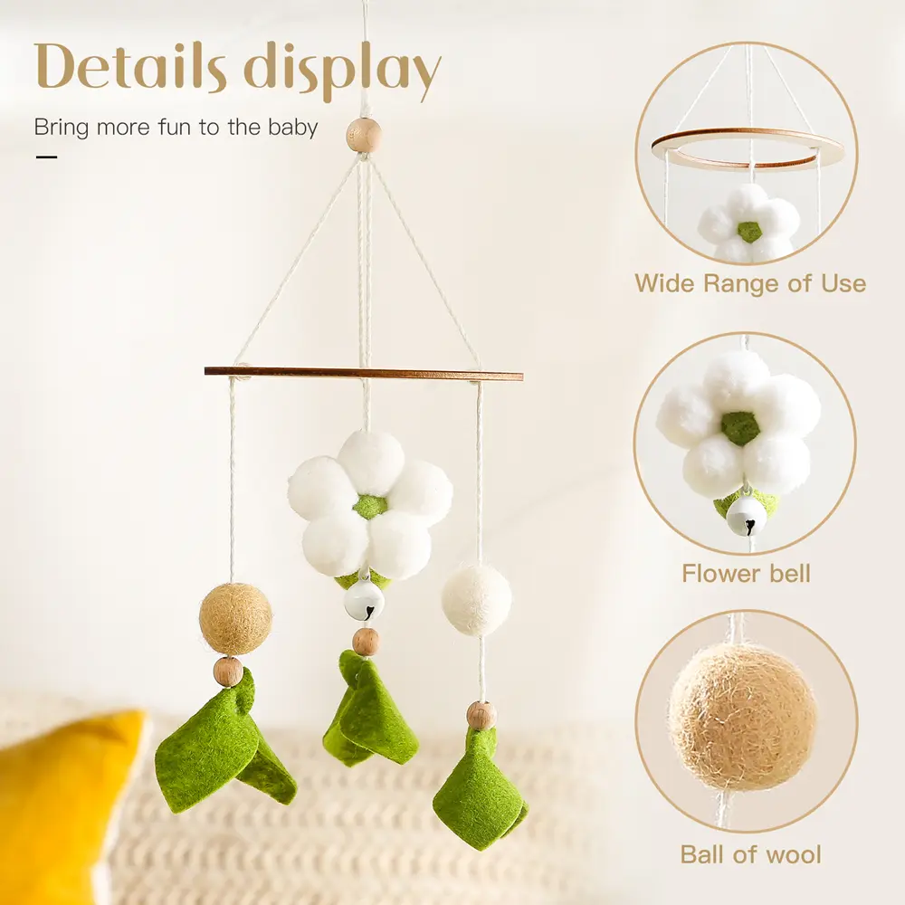 Baby Rattle Toys Cartoon Bee Flower Newborn Bed Bell Wooden Bracket Promote The Coordinated Development Of Senses Cute Baby Gift