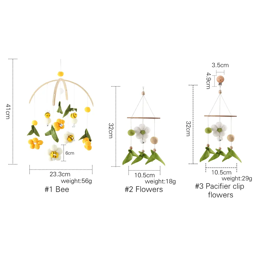 Baby Rattle Toys Cartoon Bee Flower Newborn Bed Bell Wooden Bracket Promote The Coordinated Development Of Senses Cute Baby Gift