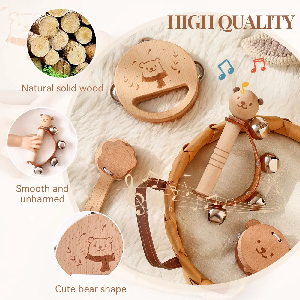 4Pcs/Set Baby Wooden Musical Instrument Toy Kid Montessori Musical Game Interactive Toy Toddler Early Music Educational Toy Gift