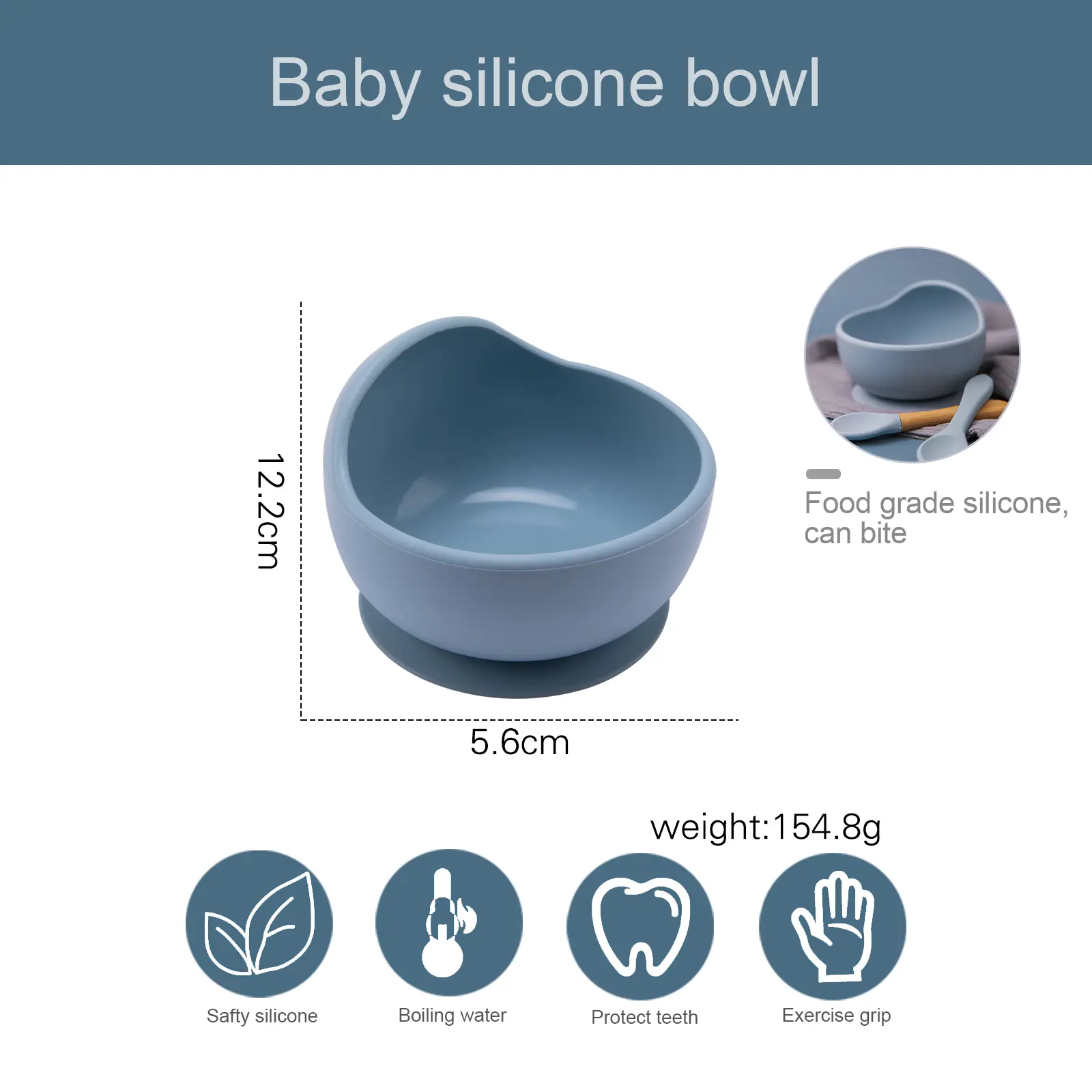 Baby Food Grade Silicone Tableware Children Feeding Bowl BPA Free Solid Color Waterproof Non-Slip Kids Dinnerware Accessories