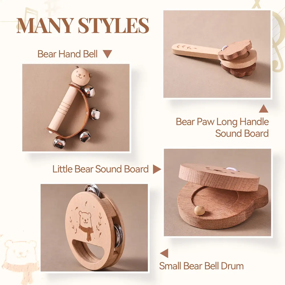 4Pcs/Set Baby Wooden Musical Instrument Toy Kid Montessori Musical Game Interactive Toy Toddler Early Music Educational Toy Gift