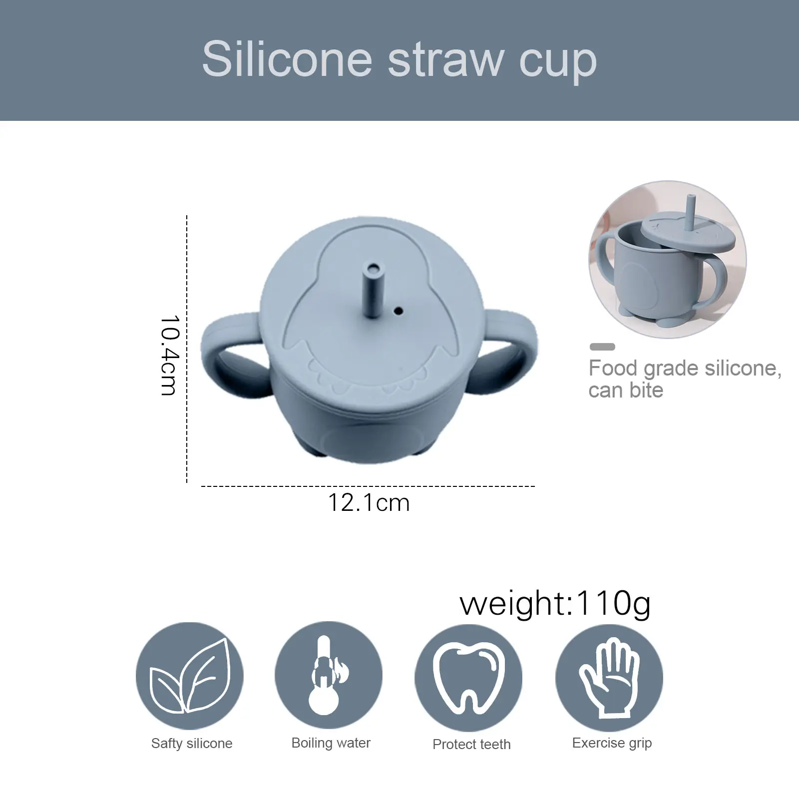 Baby Feeding Straw Bottle Sippy Cups Baby Silicone Double Handle Sippy Cups Children Anti-Hot Leakproof Cup Kids Mini Water Cups