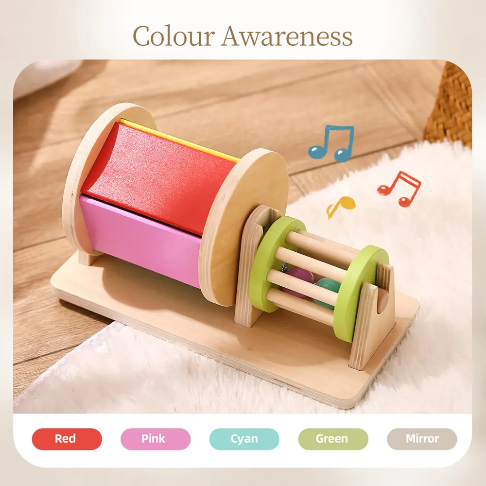 Montessori Rolling Textile Drum  Baby Color Rotating Wooden Toys Baby Fine Exercise Assisted Learning Sensory Toys kids Gifts