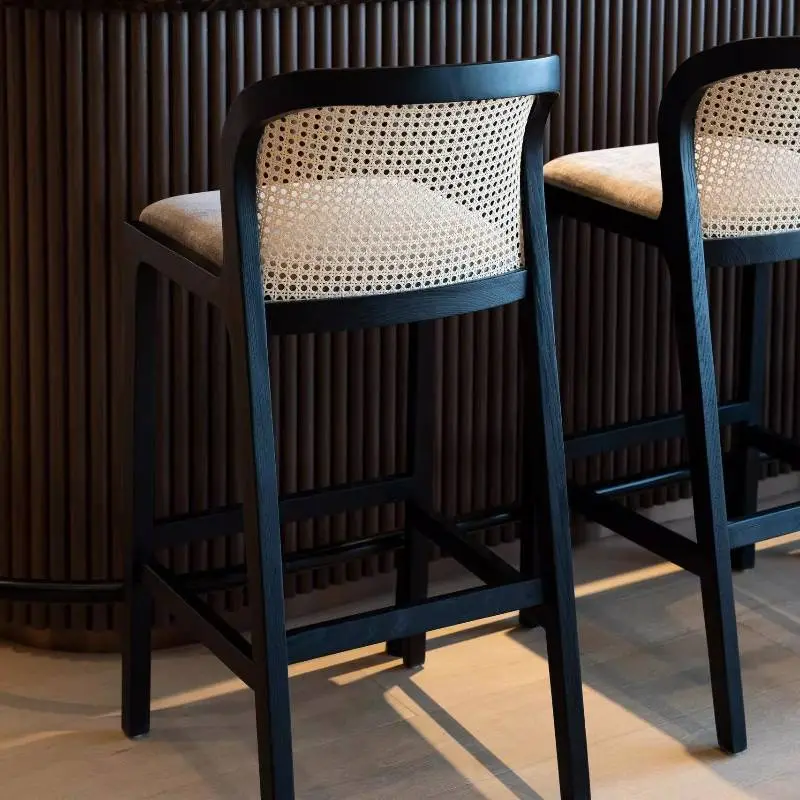 Woven Industrial Bar Stools Kitchen Minimalist Island Breakfast Bar Stools Modern Restaurant Sillas De Comedor Furniture