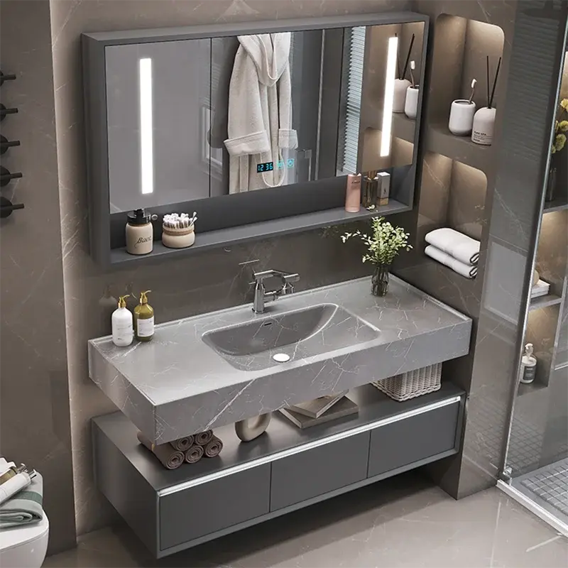 Waterproof Wooden Bathroom Cabinet Drawers Modern Space Saver Bathroom Cabinet Vanity Luxury Meuble Salle De Bain Furniture