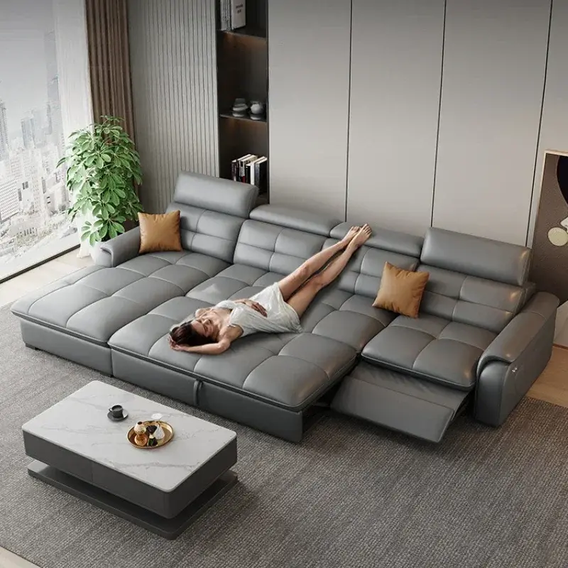 Reclining Electric Oversize Sofa Genuine Leather Designer Italian Corner Sofa Modern Luxury Divano Letto Living Room Furniture