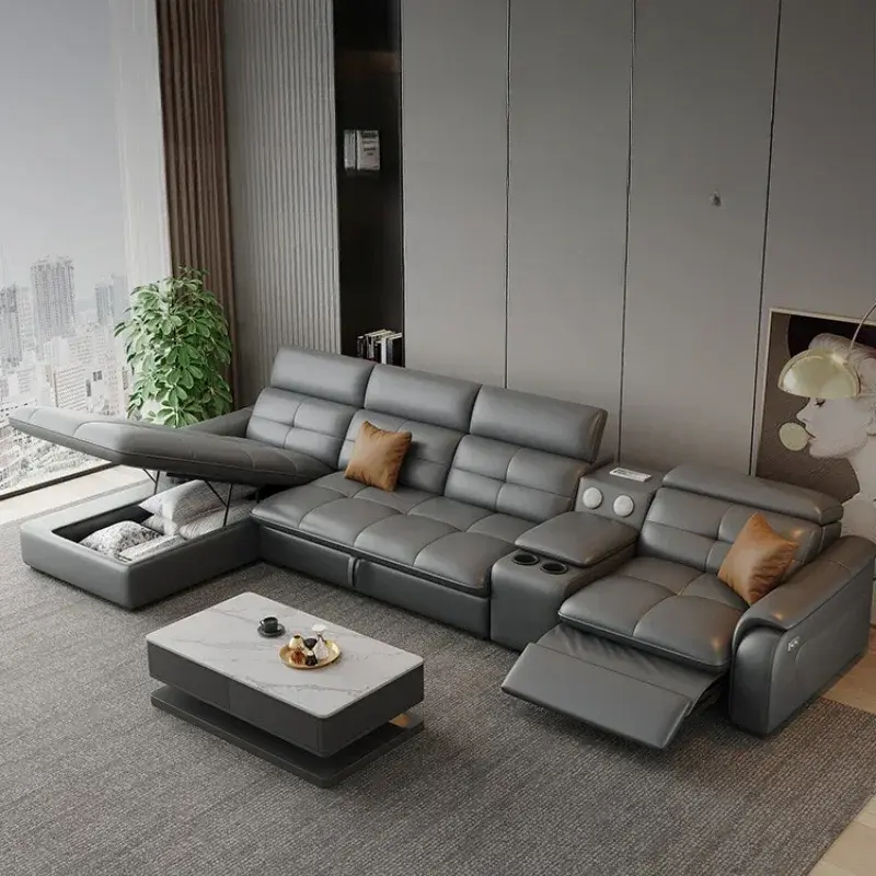 Reclining Electric Oversize Sofa Genuine Leather Designer Italian Corner Sofa Modern Luxury Divano Letto Living Room Furniture