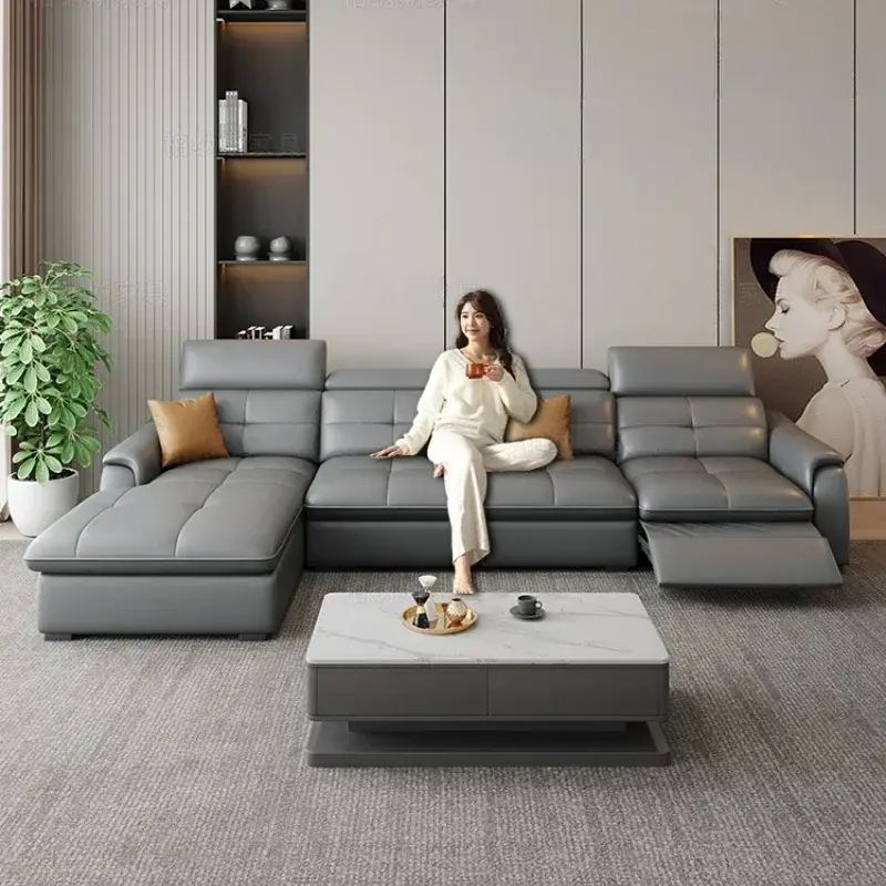 Reclining Electric Oversize Sofa Genuine Leather Designer Italian Corner Sofa Modern Luxury Divano Letto Living Room Furniture