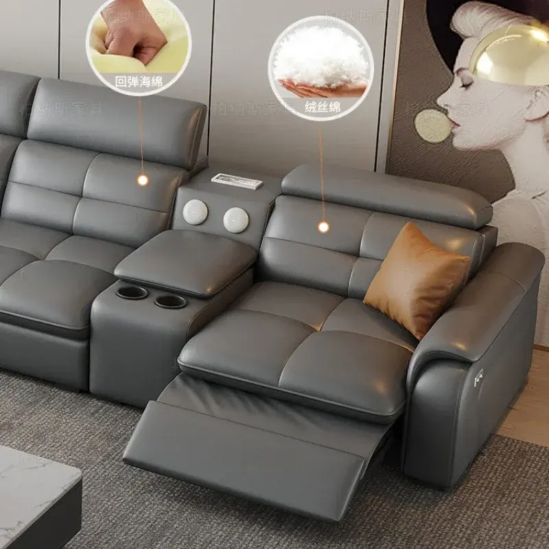Reclining Electric Oversize Sofa Genuine Leather Designer Italian Corner Sofa Modern Luxury Divano Letto Living Room Furniture