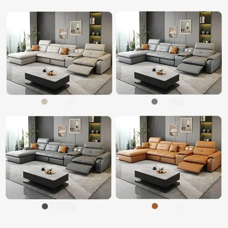 Reclining Electric Oversize Sofa Genuine Leather Designer Italian Corner Sofa Modern Luxury Divano Letto Living Room Furniture