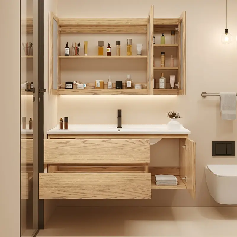 Drawers Wooden Bathroom Cabinet Organizer Modern Vanity Storage Bathroom Cabinet Space Saver Meuble Salle De Bain Home Furniture