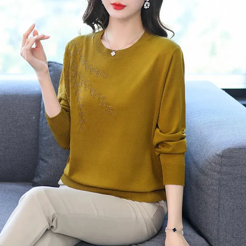 Knitted Sweater Women Pullover New 2025 Middle-aged  Mother Autumn Winter Knitted  Top Female Jumper Bottom Shirt Knitwear