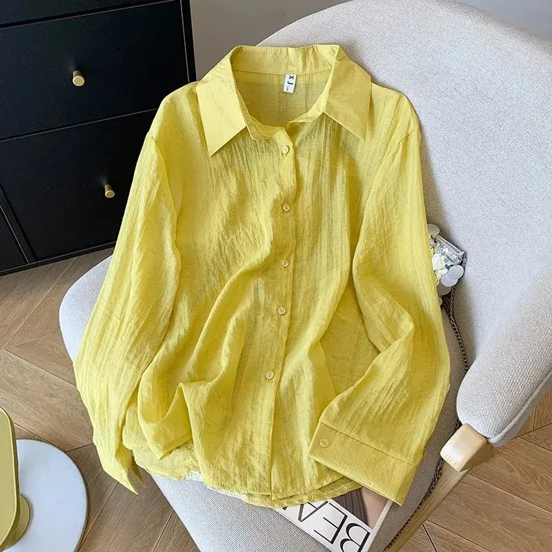 2025 New Korean Loose Women Shirts Spring Summer Sunscree Shirts Tops Female Thin Stitching Lace Casual Lady Shirt Blouses
