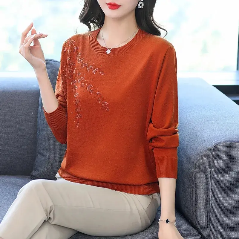 Knitted Sweater Women Pullover New 2025 Middle-aged  Mother Autumn Winter Knitted  Top Female Jumper Bottom Shirt Knitwear