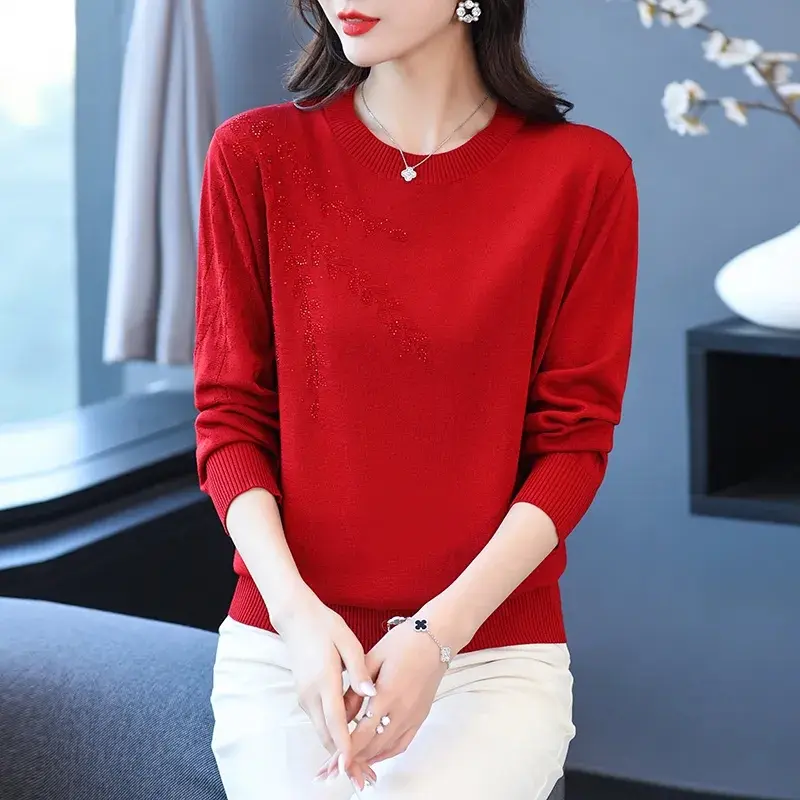 Knitted Sweater Women Pullover New 2025 Middle-aged  Mother Autumn Winter Knitted  Top Female Jumper Bottom Shirt Knitwear