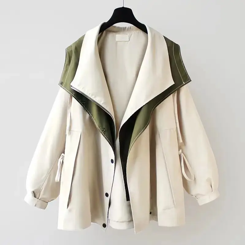 2025 New Spring Autumn Trench Coat Women's Korean Mid Long  Zipper Women Trench Coats Overcoat Windbreaker Female Outerwear Tops