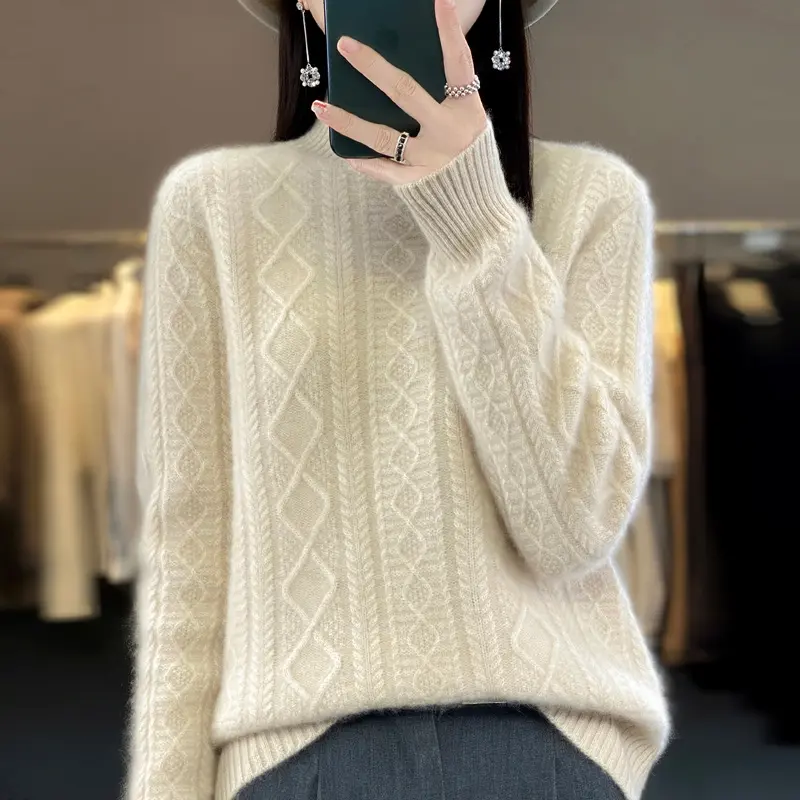 2025  Autumn Winter New Women's Sweaters Knitted Jumper Long Sleeve Casual Sweater Knit Pullovers Bottoming Shirt Female Tops