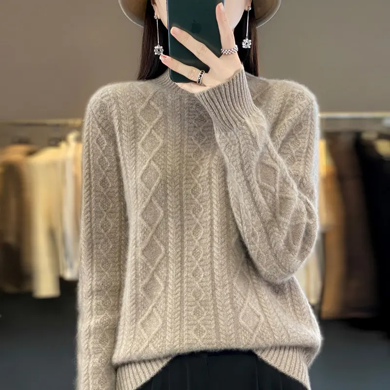2025  Autumn Winter New Women's Sweaters Knitted Jumper Long Sleeve Casual Sweater Knit Pullovers Bottoming Shirt Female Tops