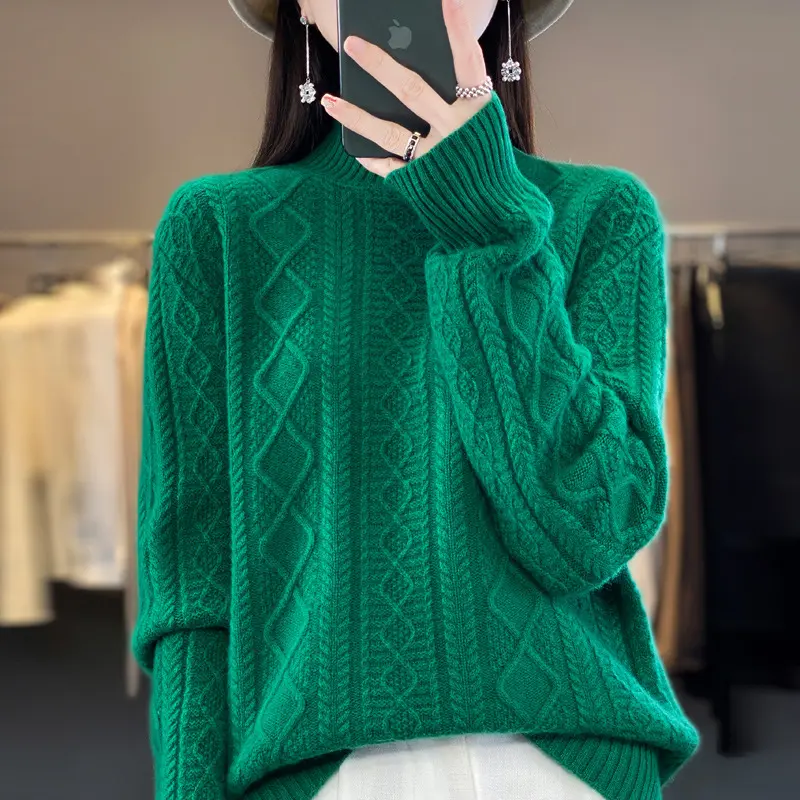 2025  Autumn Winter New Women's Sweaters Knitted Jumper Long Sleeve Casual Sweater Knit Pullovers Bottoming Shirt Female Tops
