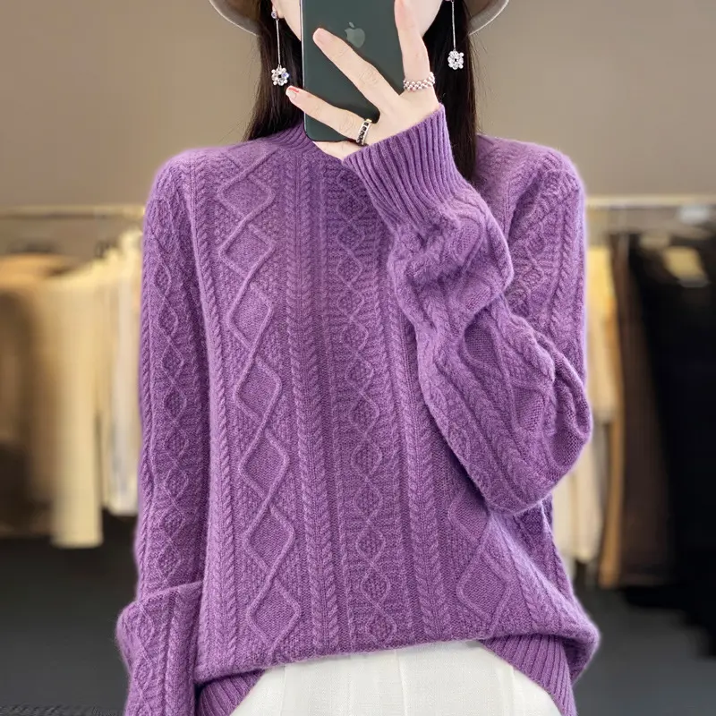 2025  Autumn Winter New Women's Sweaters Knitted Jumper Long Sleeve Casual Sweater Knit Pullovers Bottoming Shirt Female Tops