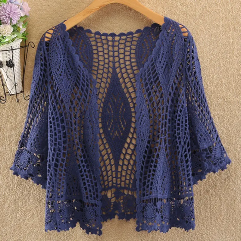 Knitted Cardigan Jacket Women Spring Summer New 2025 Hollow Shawl Short Sun-proof Tops Female Casual All-match Thin Ladies Coat