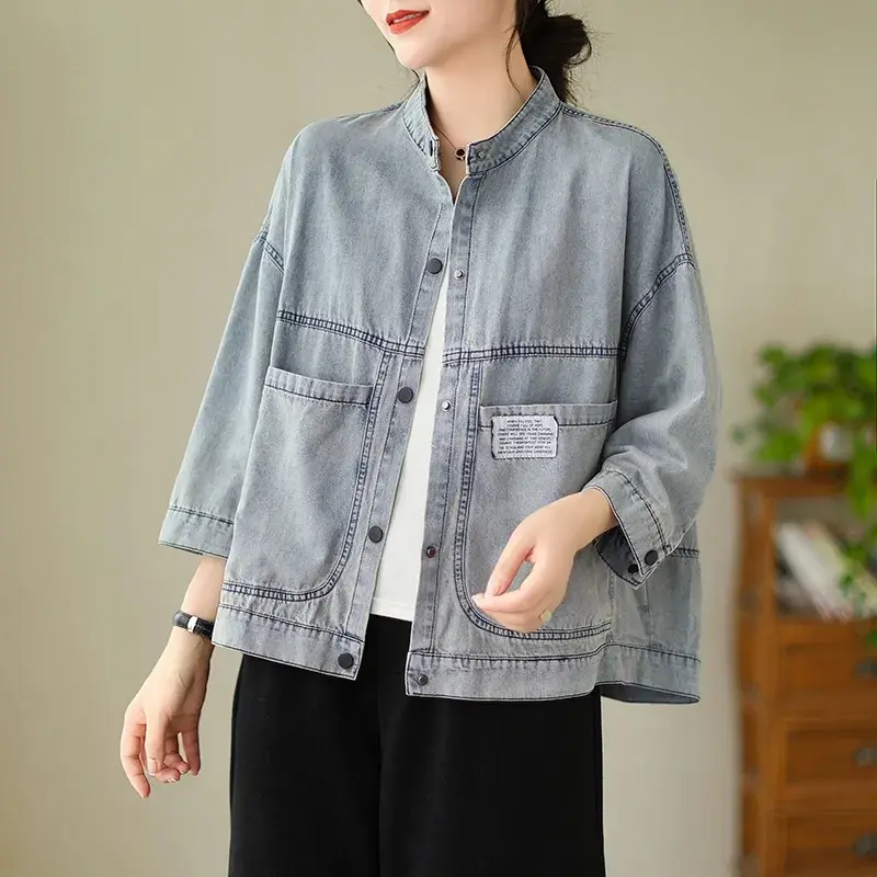 2025 Spring Autumn New Women's Denim Jacket Leisure Versatile Comfortable Ladies Temperament Retro Style Female Thin Cowboy Coat