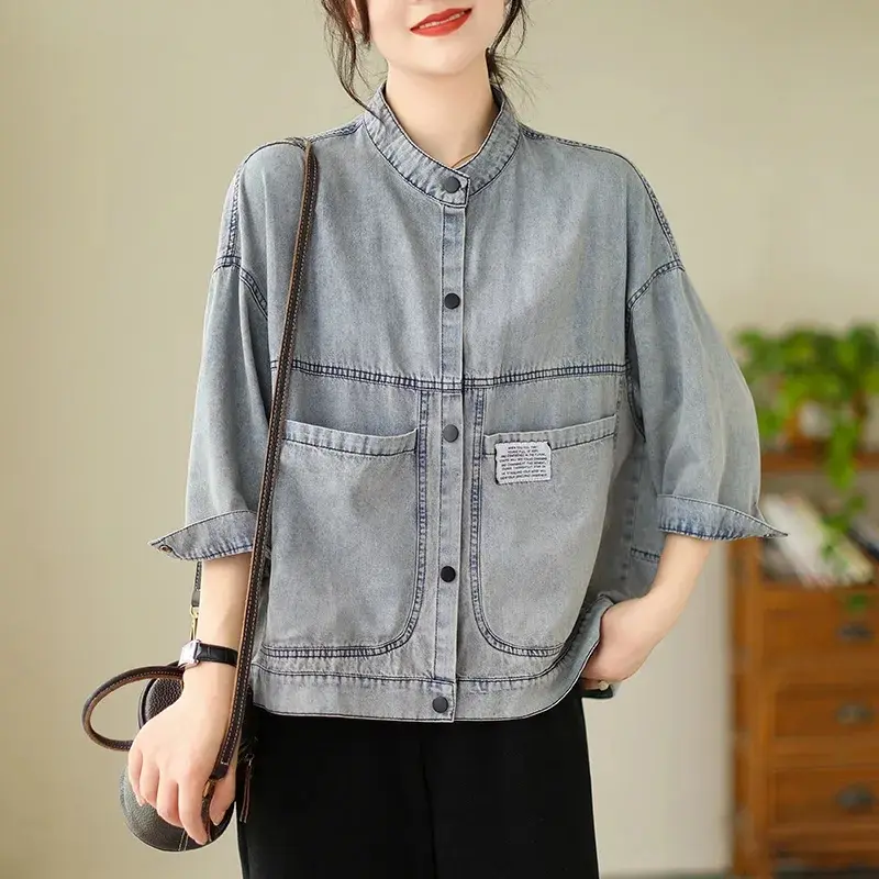 2025 Spring Autumn New Women's Denim Jacket Leisure Versatile Comfortable Ladies Temperament Retro Style Female Thin Cowboy Coat