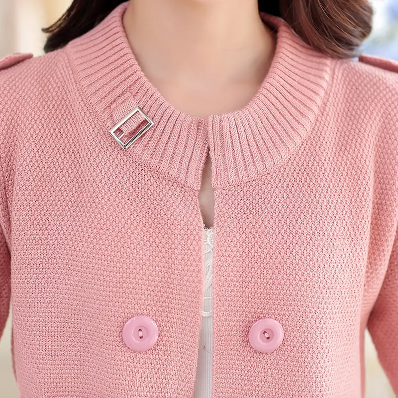 2025 New Spring Autumn Cardigan Sweater Jacket Women Loose Mid Long Double-Breasted Knitted Coat Female Casual Overcoat Ladies