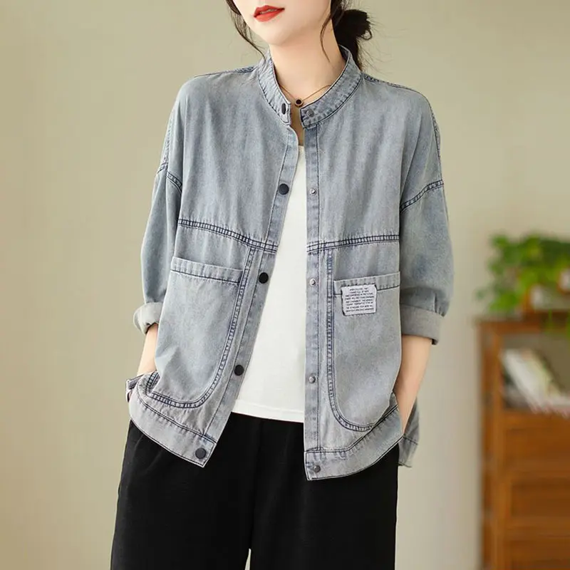 2025 Spring Autumn New Women's Denim Jacket Leisure Versatile Comfortable Ladies Temperament Retro Style Female Thin Cowboy Coat