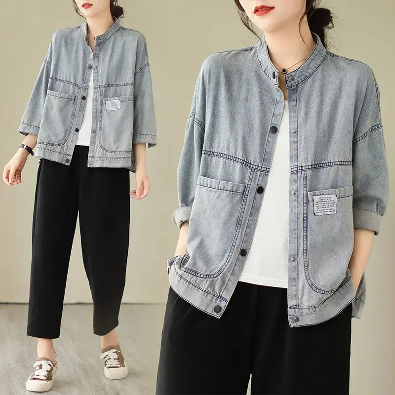 2025 Spring Autumn New Women's Denim Jacket Leisure Versatile Comfortable Ladies Temperament Retro Style Female Thin Cowboy Coat