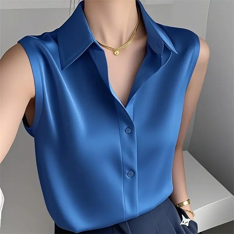 2025 New Korean Fashion Women Shirts Summer Temperamen Sleeveless Loose Casual Shirts Ladies All-match Blouse Female Top