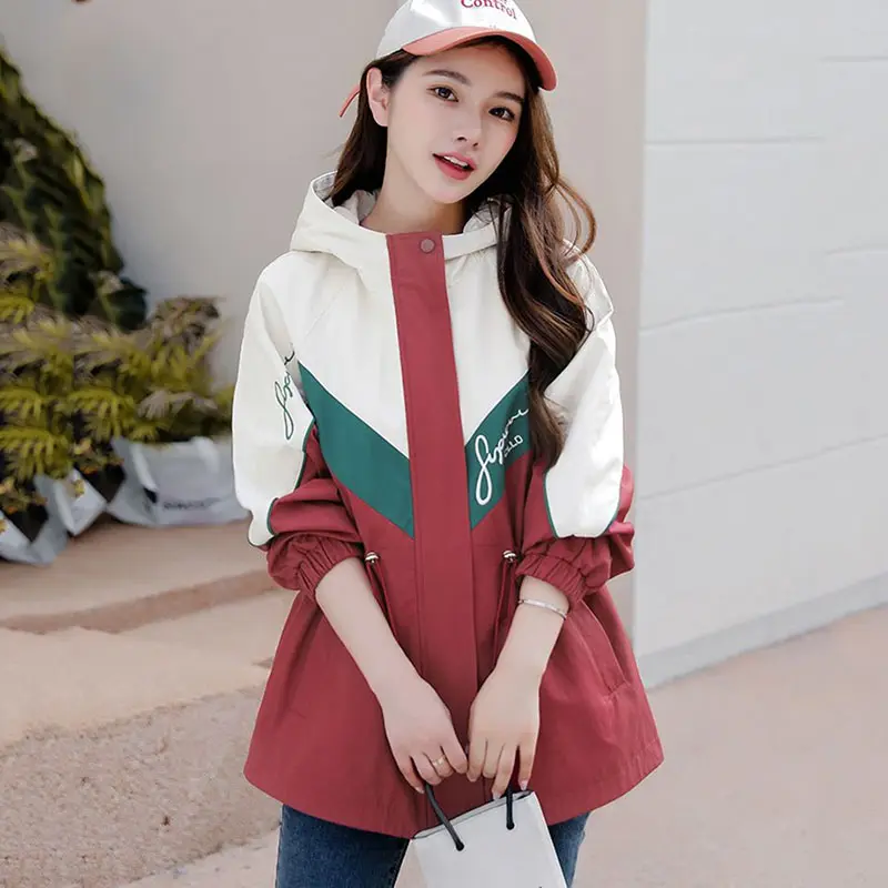 Trench Coat Women 2025 New Fashion Spring Autumn Spliced contrast windbreaker coat women's Outerwear Lady Coat Female Top