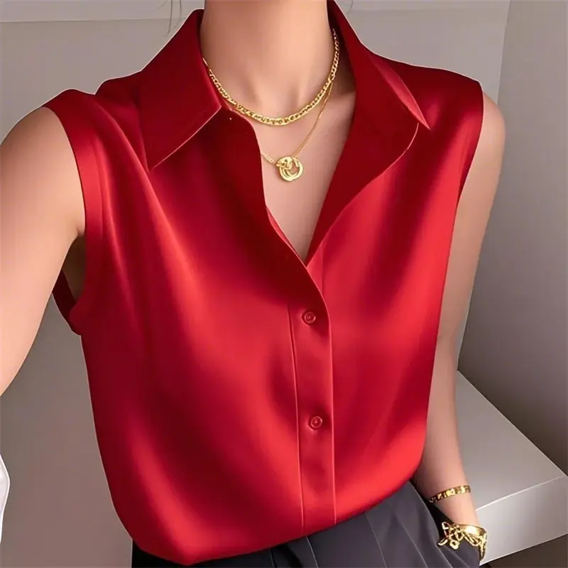 2025 New Korean Fashion Women Shirts Summer Temperamen Sleeveless Loose Casual Shirts Ladies All-match Blouse Female Top