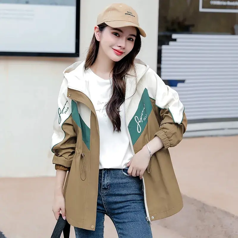 Trench Coat Women 2025 New Fashion Spring Autumn Spliced contrast windbreaker coat women's Outerwear Lady Coat Female Top