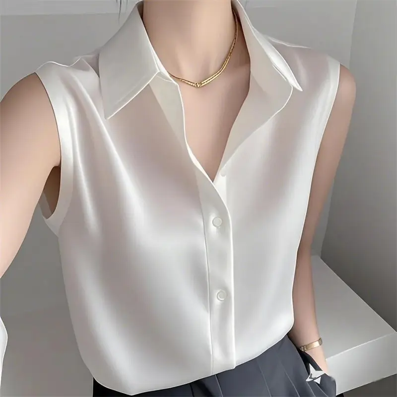 2025 New Korean Fashion Women Shirts Summer Temperamen Sleeveless Loose Casual Shirts Ladies All-match Blouse Female Top
