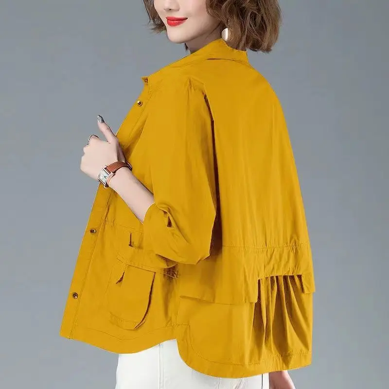 Thin Short Coat Women 2024 Spring Summer Mother Fashion Casual Shirt Windbreaker Jacket Female Cardigan Outwear Feminine Tops