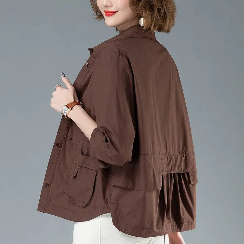 Thin Short Coat Women 2024 Spring Summer Mother Fashion Casual Shirt Windbreaker Jacket Female Cardigan Outwear Feminine Tops