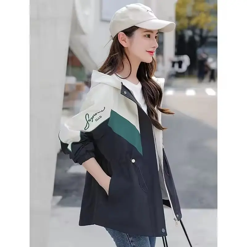 Trench Coat Women 2025 New Fashion Spring Autumn Spliced contrast windbreaker coat women's Outerwear Lady Coat Female Top
