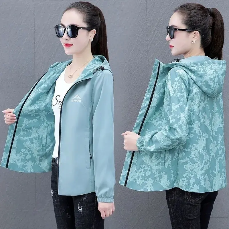 2025 New High Quality Double-Sided Windbreaker Women's Coat Spring Autumn Korean Loose Hooded Baseball Jacket Female Tops 4XL