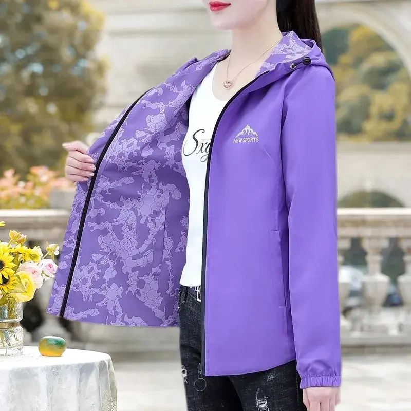 2025 New High Quality Double-Sided Windbreaker Women's Coat Spring Autumn Korean Loose Hooded Baseball Jacket Female Tops 4XL