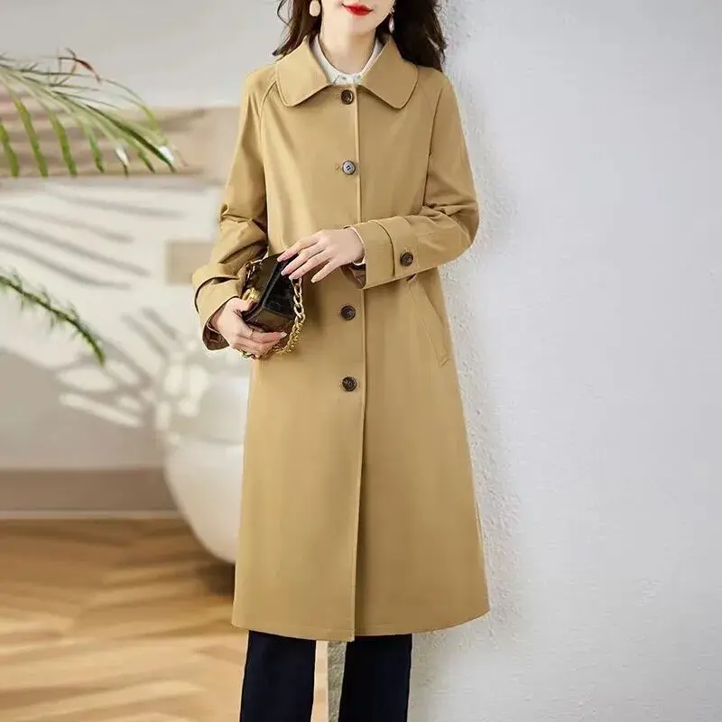 Spring Autumn Trench Coat Women's 2024 New Korean Loose  Mid Length Casual Windbreaker Female Overcoat Casual  Outwear  Tops