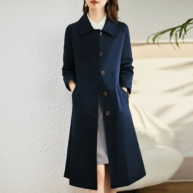 Spring Autumn Trench Coat Women's 2024 New Korean Loose  Mid Length Casual Windbreaker Female Overcoat Casual  Outwear  Tops