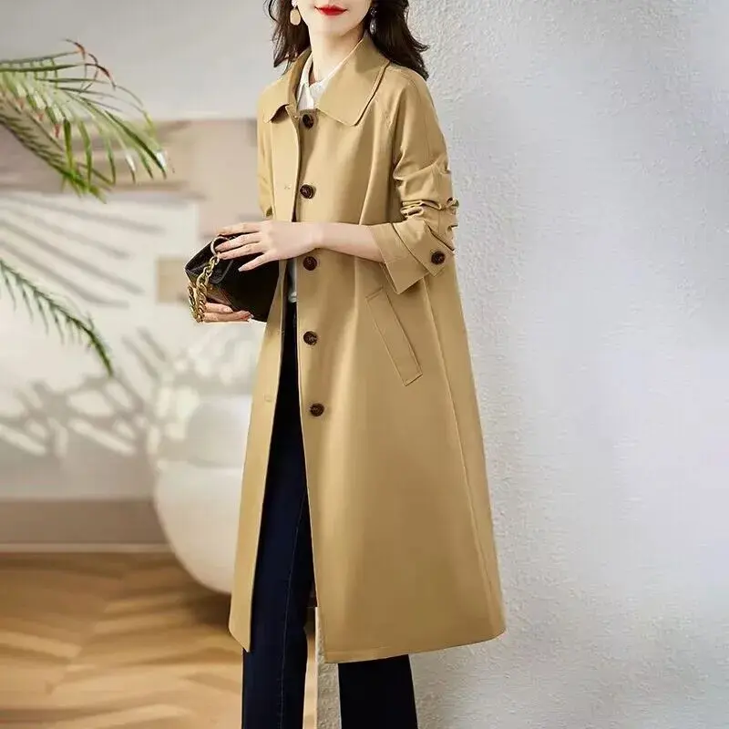 Spring Autumn Trench Coat Women's 2024 New Korean Loose  Mid Length Casual Windbreaker Female Overcoat Casual  Outwear  Tops