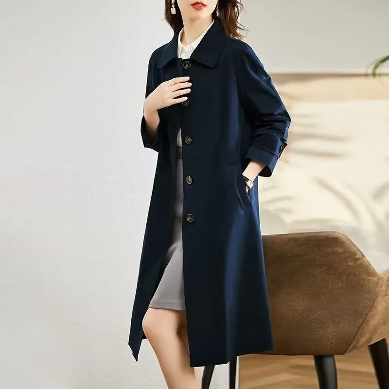Spring Autumn Trench Coat Women's 2024 New Korean Loose  Mid Length Casual Windbreaker Female Overcoat Casual  Outwear  Tops
