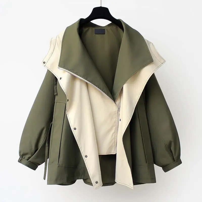 Women's Trench Coat 2025 New Korean Spring Autumn High Quality Long Sleeve Loose Female Windbreaker Outerwear Tops 4XL