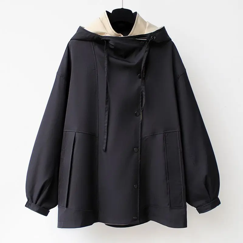 Women's Trench Coat 2025 New Korean Spring Autumn High Quality Long Sleeve Loose Female Windbreaker Outerwear Tops 4XL